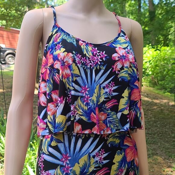 Tropical Floral Black Summer Dress - Picture 2 of 6
